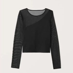 A&F Black Mesh Asymmetrical Top